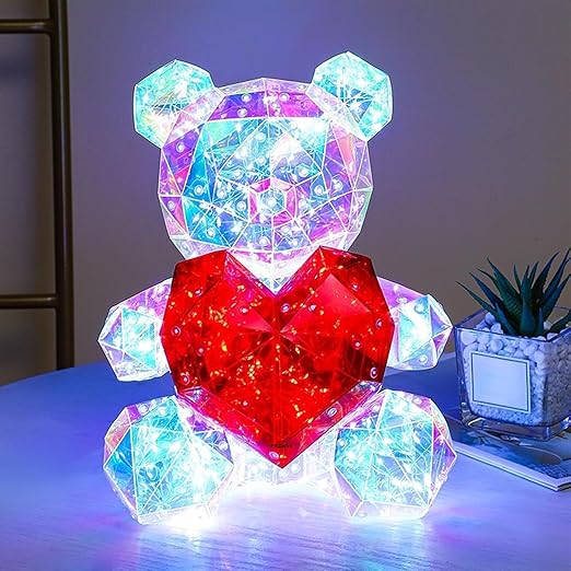 Glowing Teddy Bear Night Light LED Galaxy Heart Light