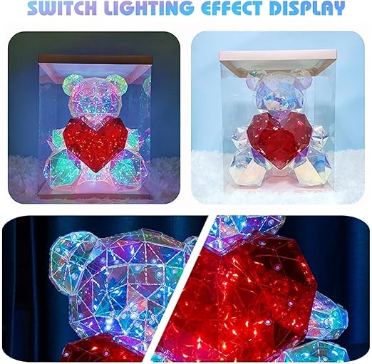 Glowing Teddy Bear Night Light LED Galaxy Heart Light