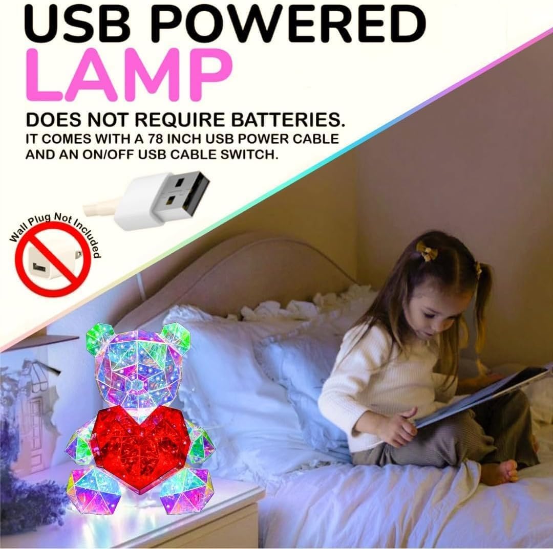 Glowing Teddy Bear Night Light LED Galaxy Heart Light