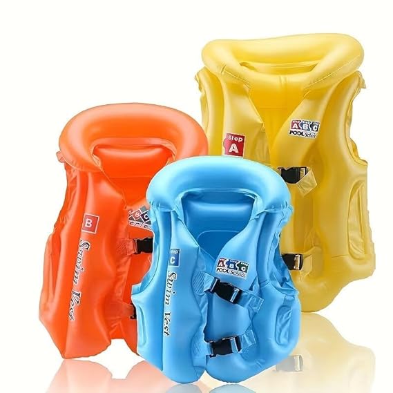 Kids Inflatable Swimming Vest (3-6 Years) – Triple Air Safety, Comfy Fit & Secure Buckles (assorted colors)