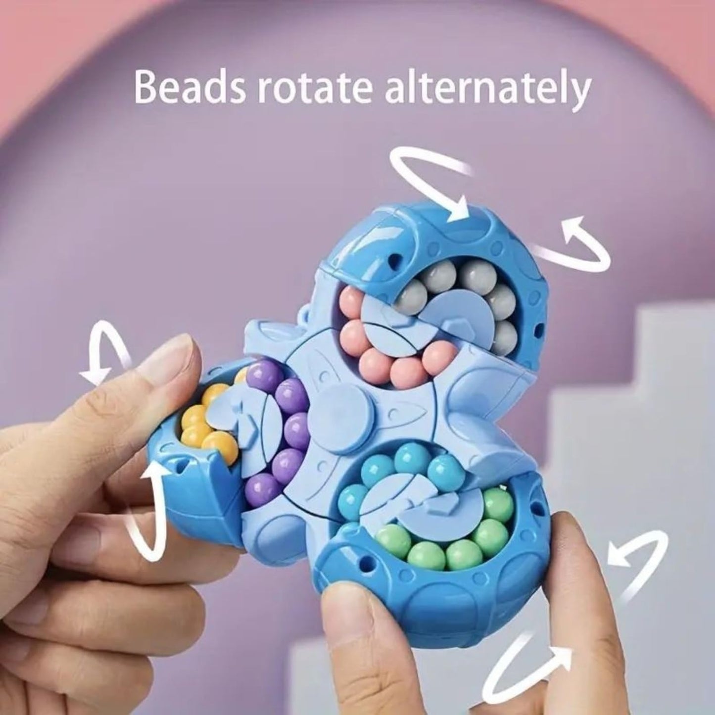 Magic Bean Rotating Cube Toy – 2-in-1 Spinner & Bead Puzzle Fidget Toy for Kids & Adults(PACK OF 1)MULTICOLOR)