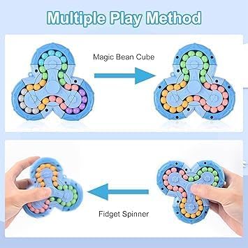 Magic Bean Rotating Cube Toy – 2-in-1 Spinner & Bead Puzzle Fidget Toy for Kids & Adults(PACK OF 1)MULTICOLOR)