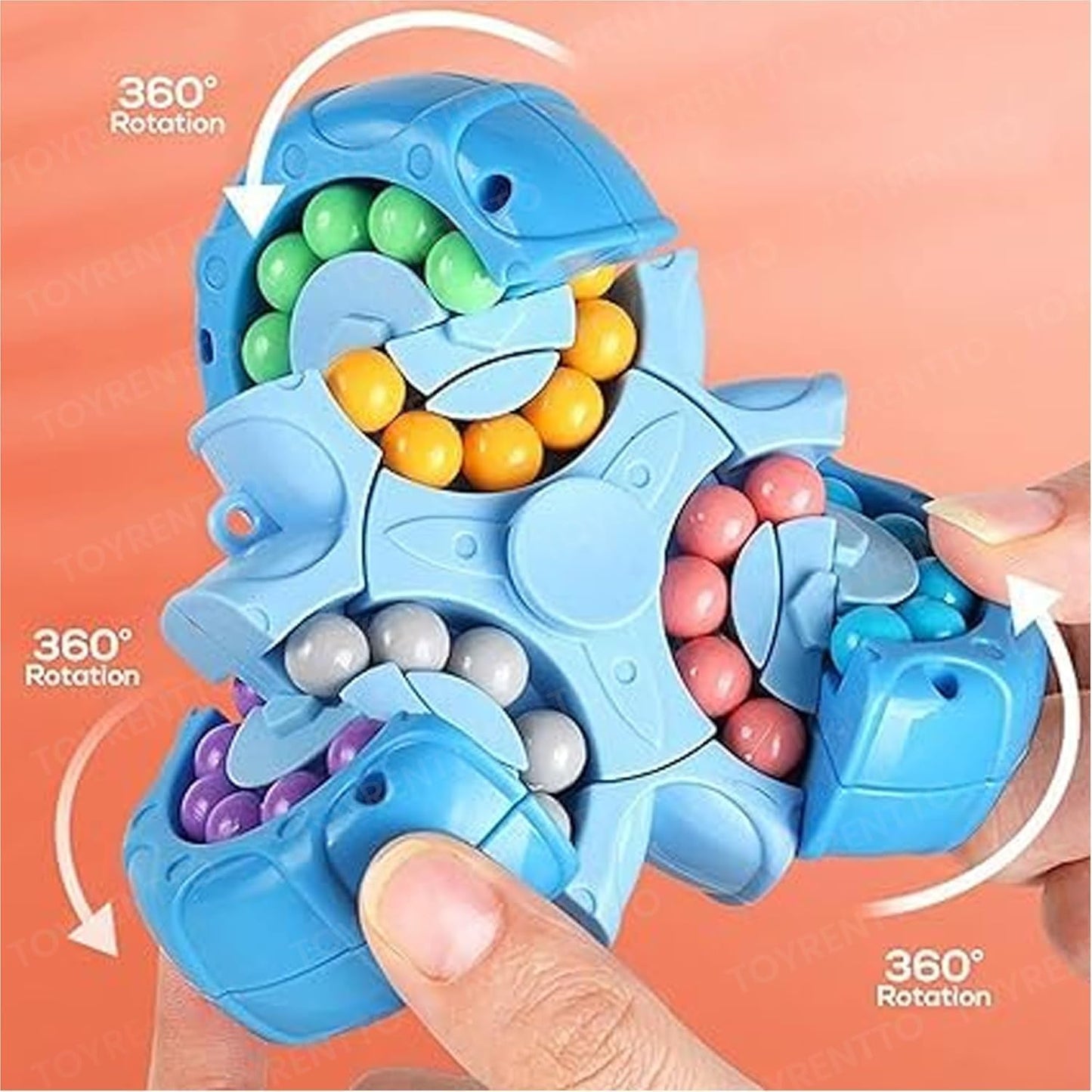 Magic Bean Rotating Cube Toy – 2-in-1 Spinner & Bead Puzzle Fidget Toy for Kids & Adults(PACK OF 1)MULTICOLOR)