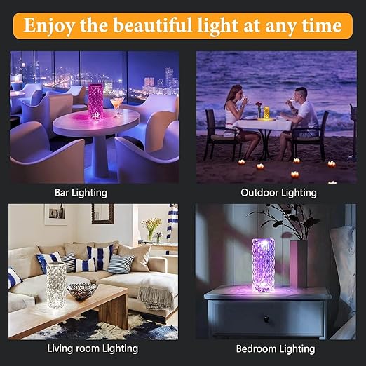 16 Color Changing Rose Crystal Diamond Table Lamp
