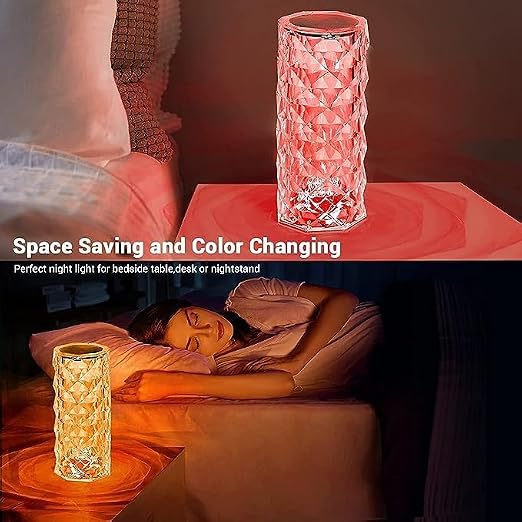 16 Color Changing Rose Crystal Diamond Table Lamp