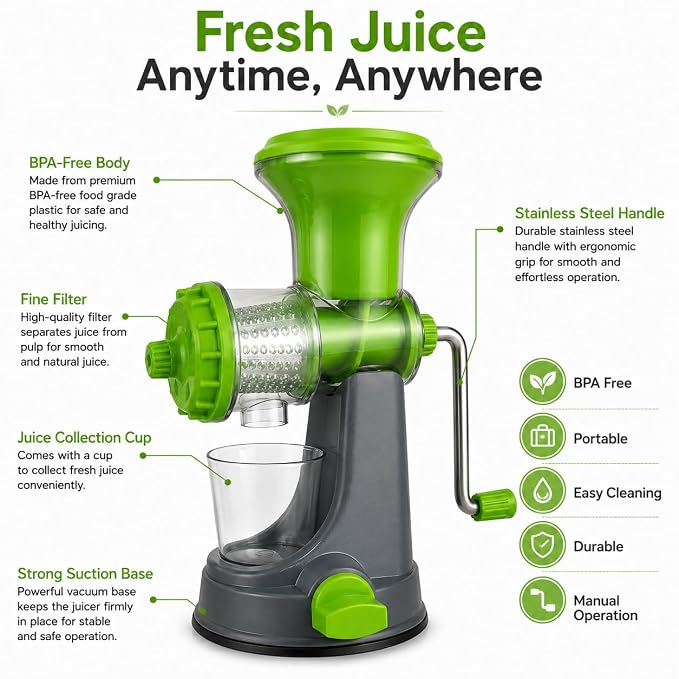 Portable Hand Juicer with Suction Base & Juice Cup
