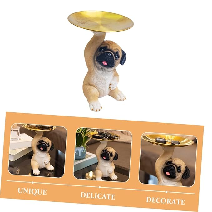 Decoration Dog Statue with Key Holder Bowl