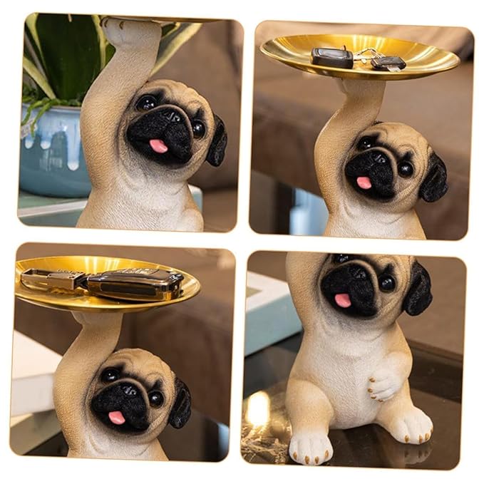 Decoration Dog Statue with Key Holder Bowl